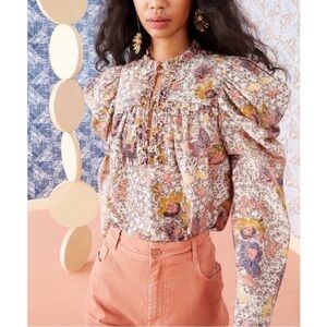 Ulla Johnson Remy Floral‎ Long Sleeve Blouse Size 2 Puff Sleeve